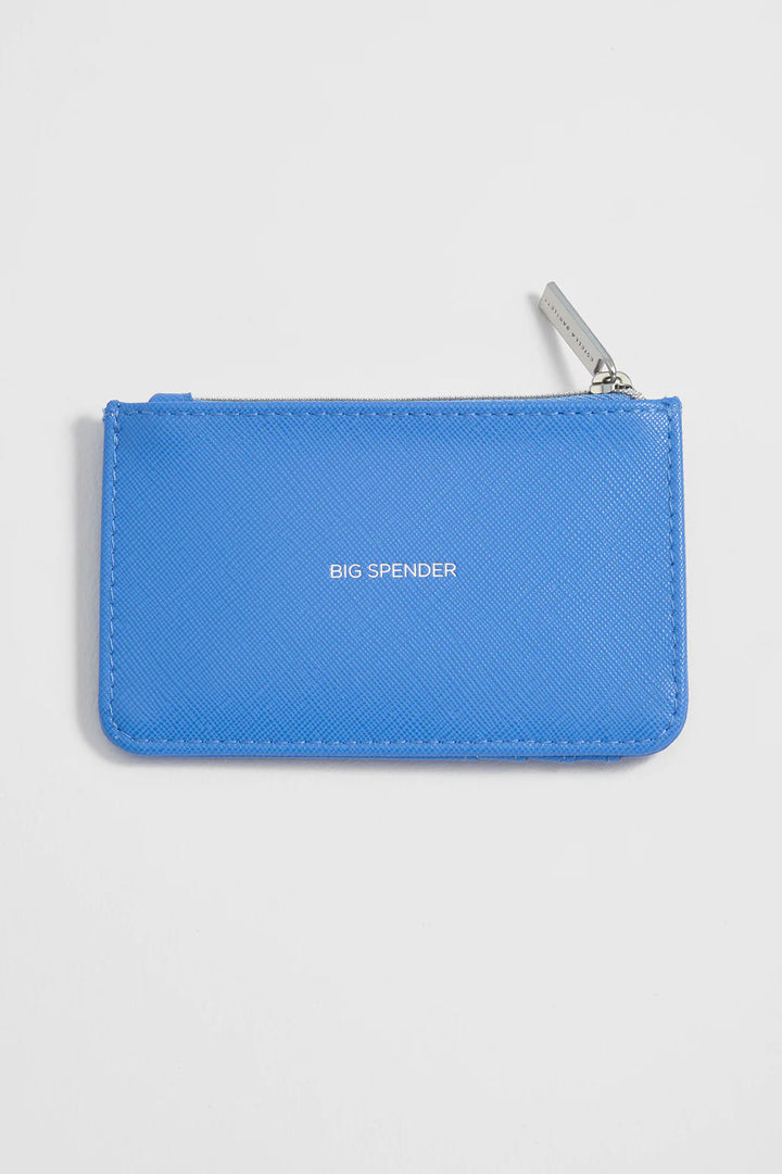 Estella Bartlett blue vegan leather card purse with zip compartment and card slots