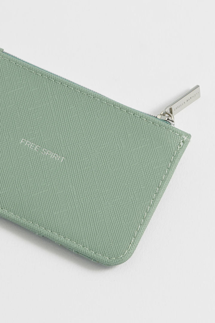 Estella Bartlett green vegan leather card purse with zip compartment and card slots