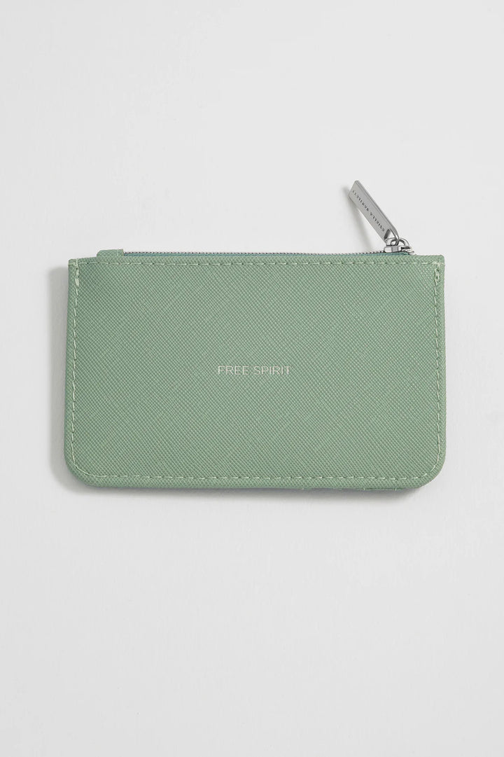 Estella Bartlett green vegan leather card purse with zip compartment and card slots