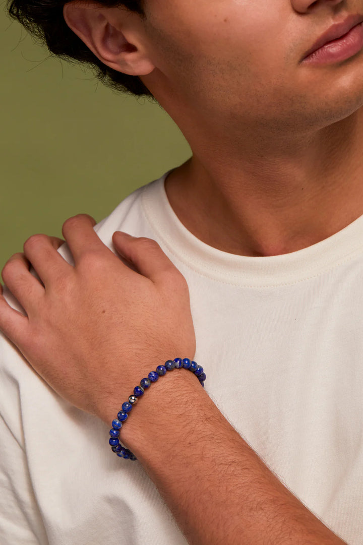 Estella Bartlett lapis lazuli gemstone beaded bracelet in waterproof stainless steel