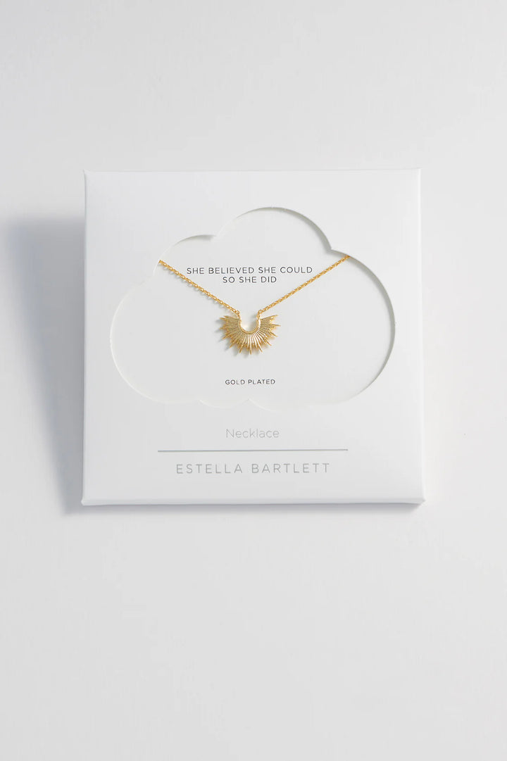 Estella Bartlett gold plated half sunburst necklace with delicate chain