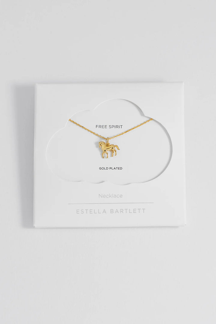 Estella Bartlett gold plated horse charm necklace on a delicate chain