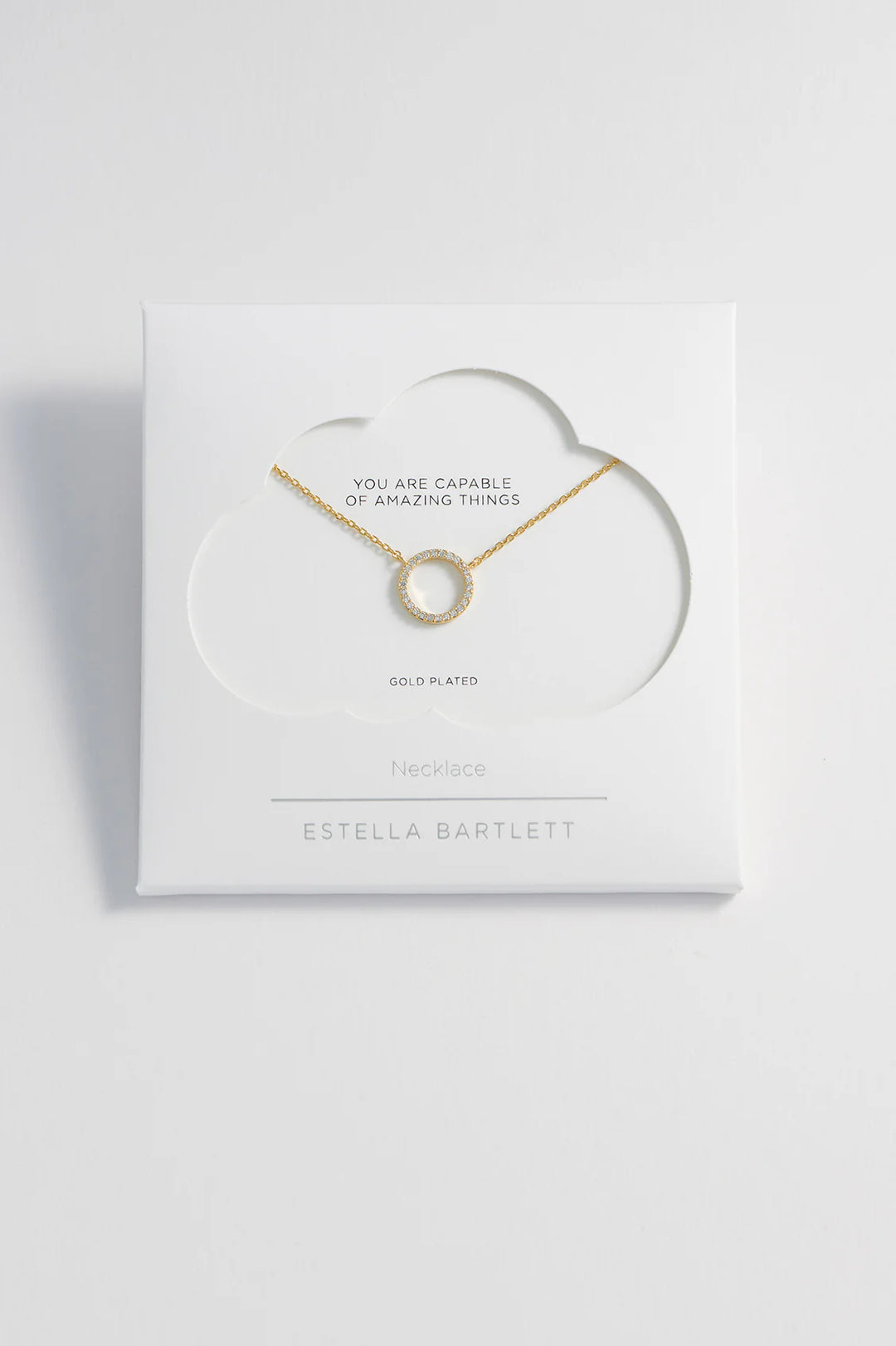 Estella Bartlett gold plated pave circle necklace with cubic zirconia stones