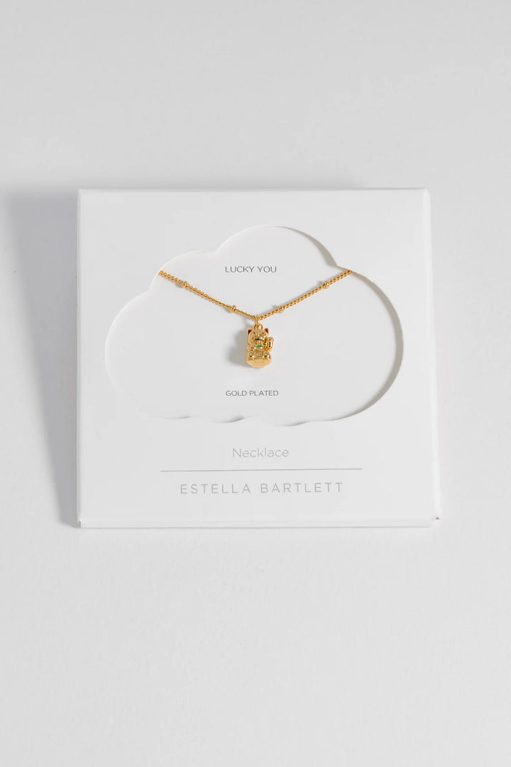 Estella Bartlett gold plated lucky cat charm necklace
