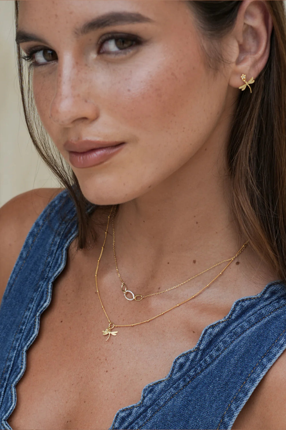 Estella Bartlett gold plated oval link necklace with cubic zirconia detail