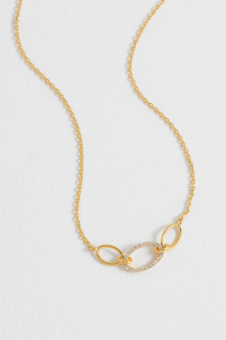 Estella Bartlett gold plated oval link necklace with cubic zirconia detail