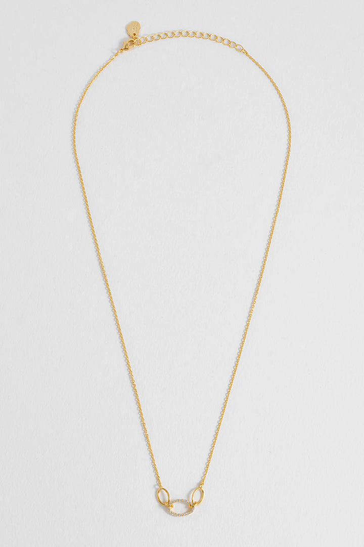 Estella Bartlett gold plated oval link necklace with cubic zirconia detail