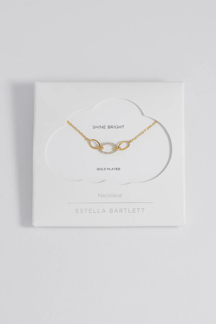 Estella Bartlett gold plated oval link necklace with cubic zirconia detail