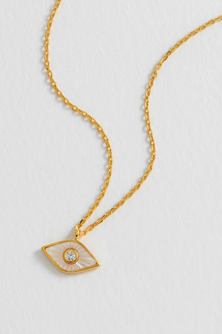 Estella Bartlett gold plated evil eye necklace with pearl detail