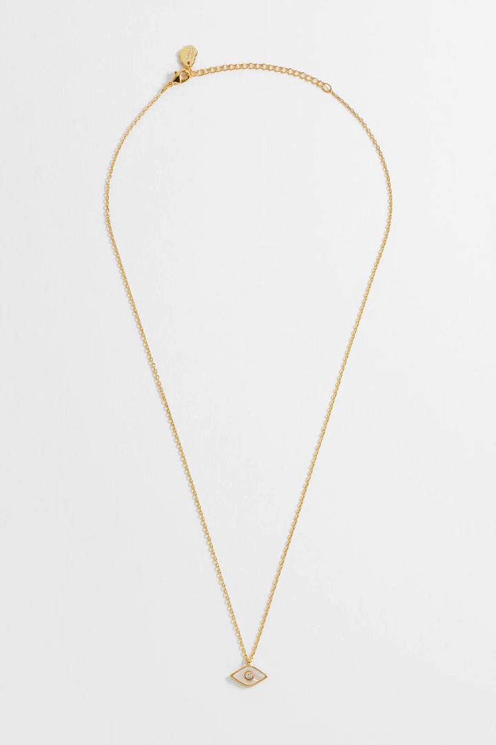 Estella Bartlett gold plated evil eye necklace with pearl detail