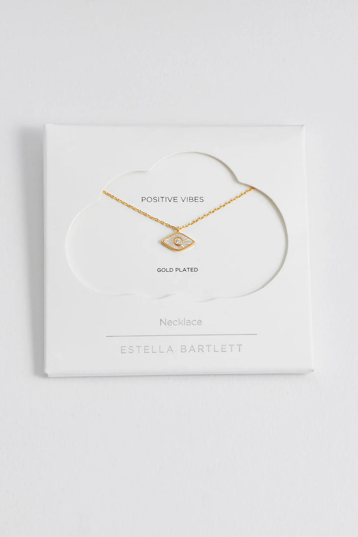 Estella Bartlett gold plated evil eye necklace with pearl detail