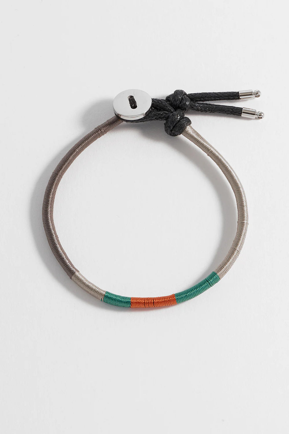 Bartlett London men’s woven bracelet in waterproof stainless steel with navy, red and mustard thread details
