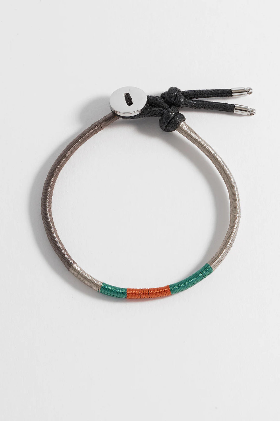 Bartlett London men’s woven bracelet in waterproof stainless steel with navy, red and mustard thread details