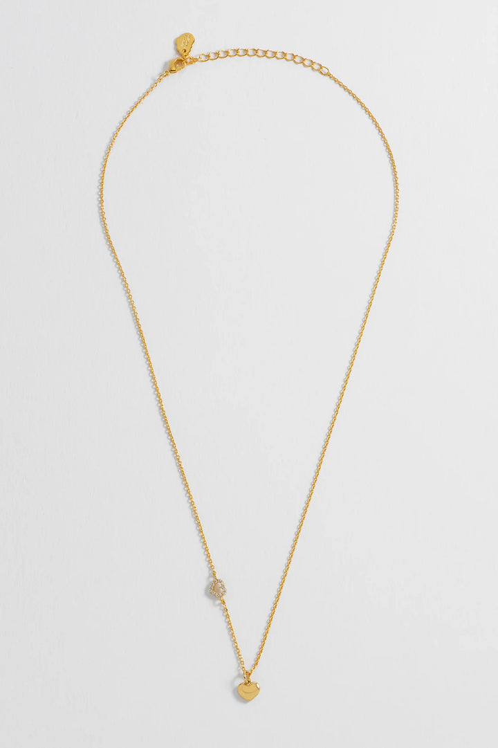 Estella Bartlett gold plated heart charm necklace with crystal heart detail