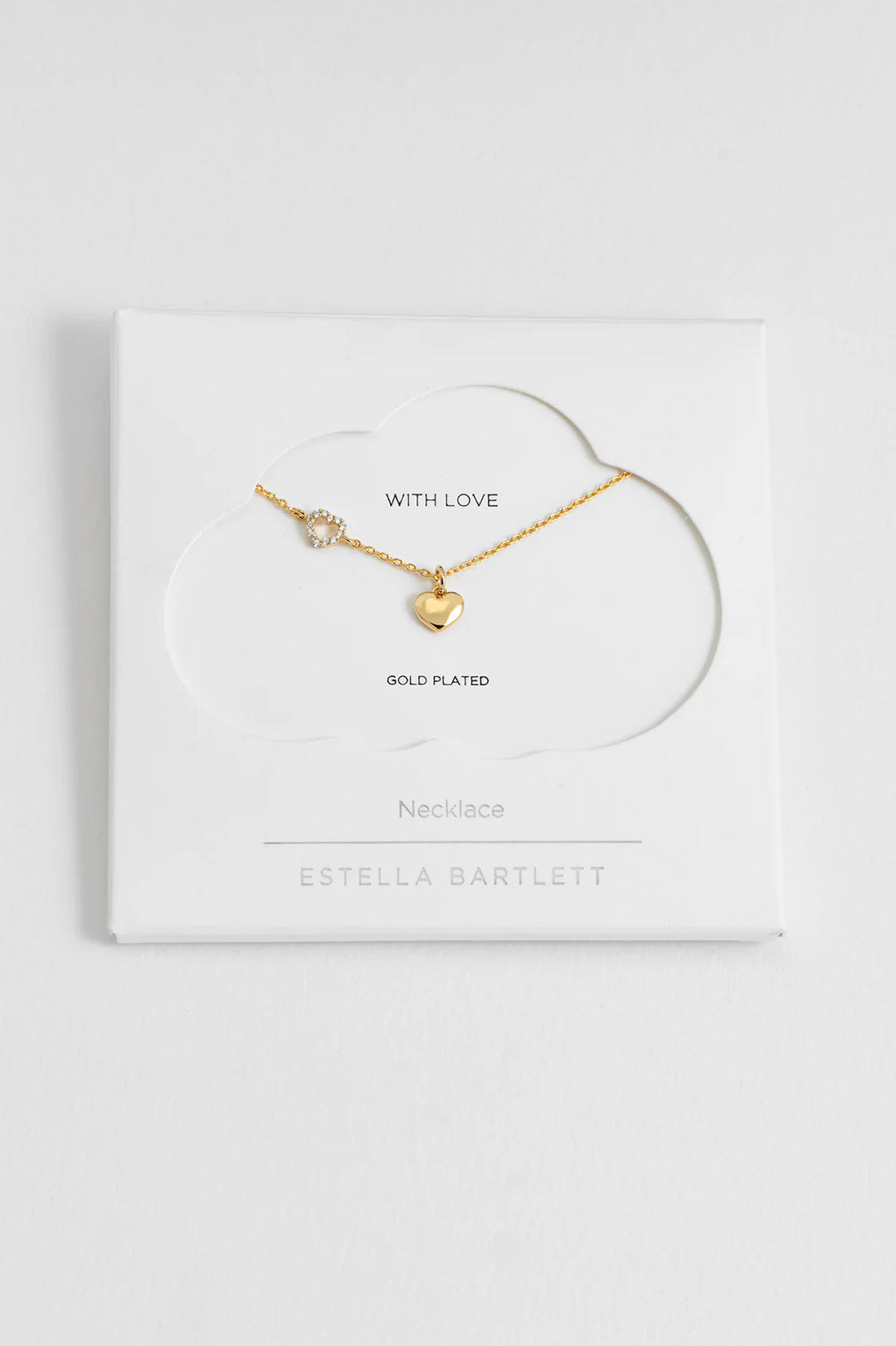 Estella Bartlett gold plated heart charm necklace with crystal heart detail