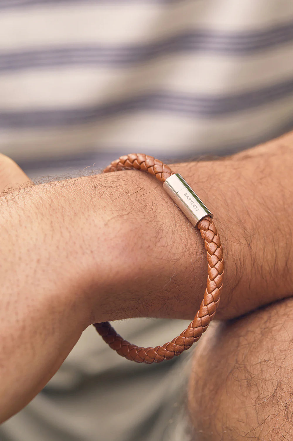 Estella Bartlett men’s braided leather bracelet with stainless steel clasp