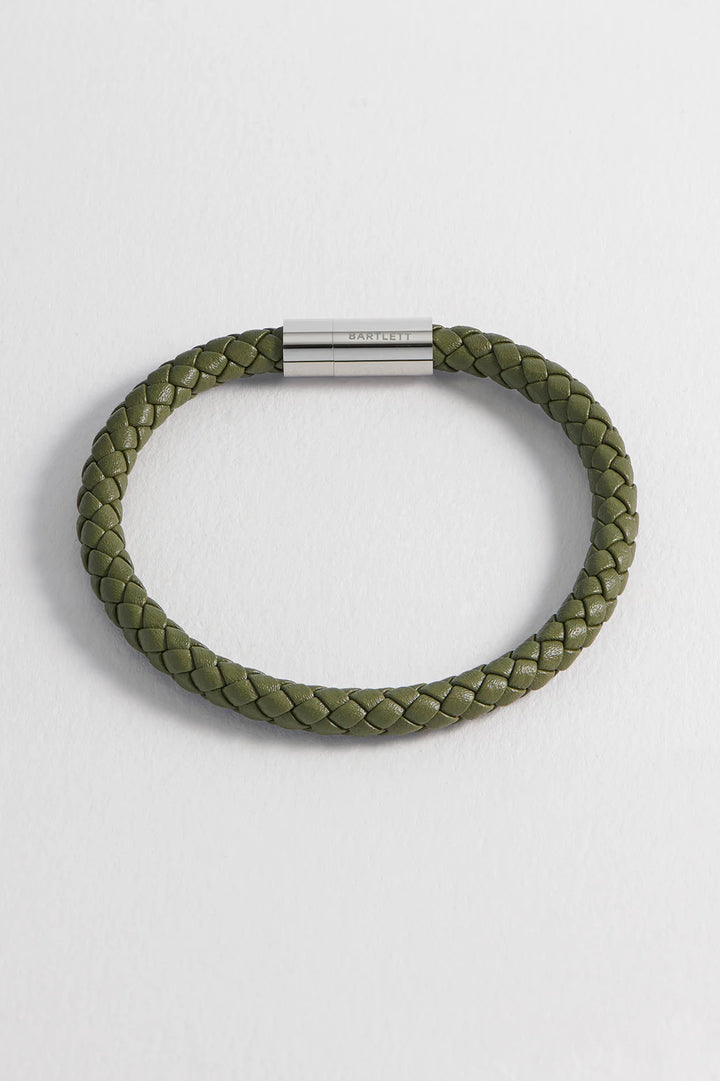 Estella Bartlett men’s braided leather bracelet with stainless steel clasp