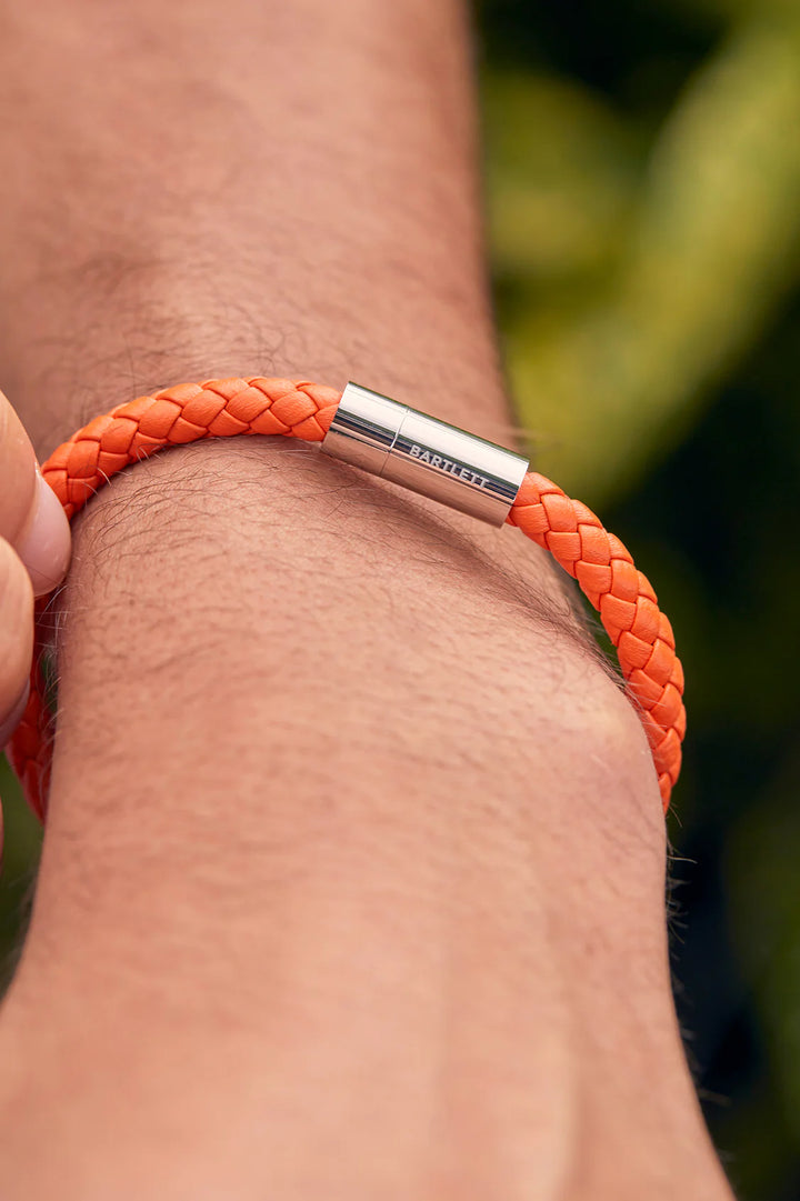 Estella Bartlett men’s braided leather bracelet with stainless steel clasp