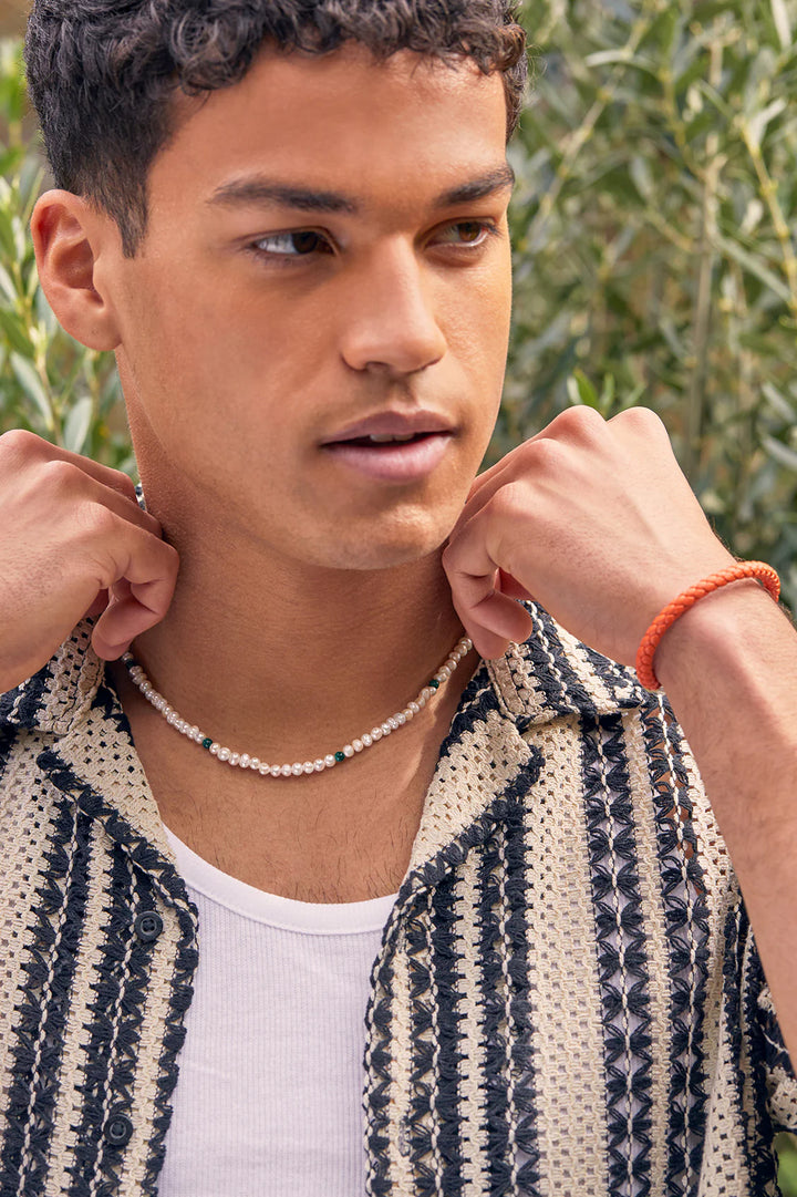 Estella Bartlett men’s braided leather bracelet with stainless steel clasp
