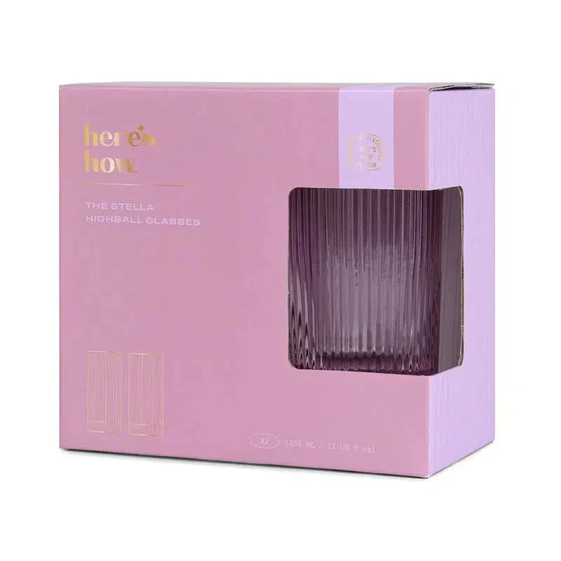 The Stella Highball Glass- Set Of 2 - Lilac -  نظارات