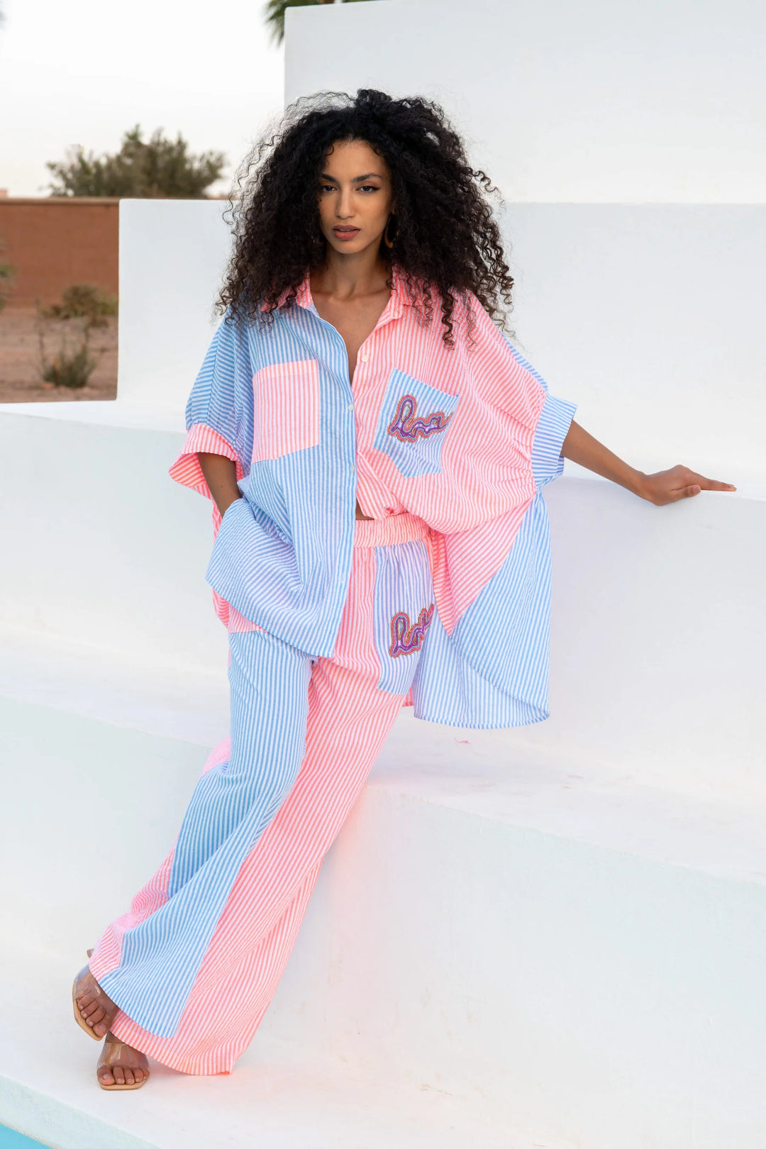 oversized striped shirt women bicolour lightweight summer
