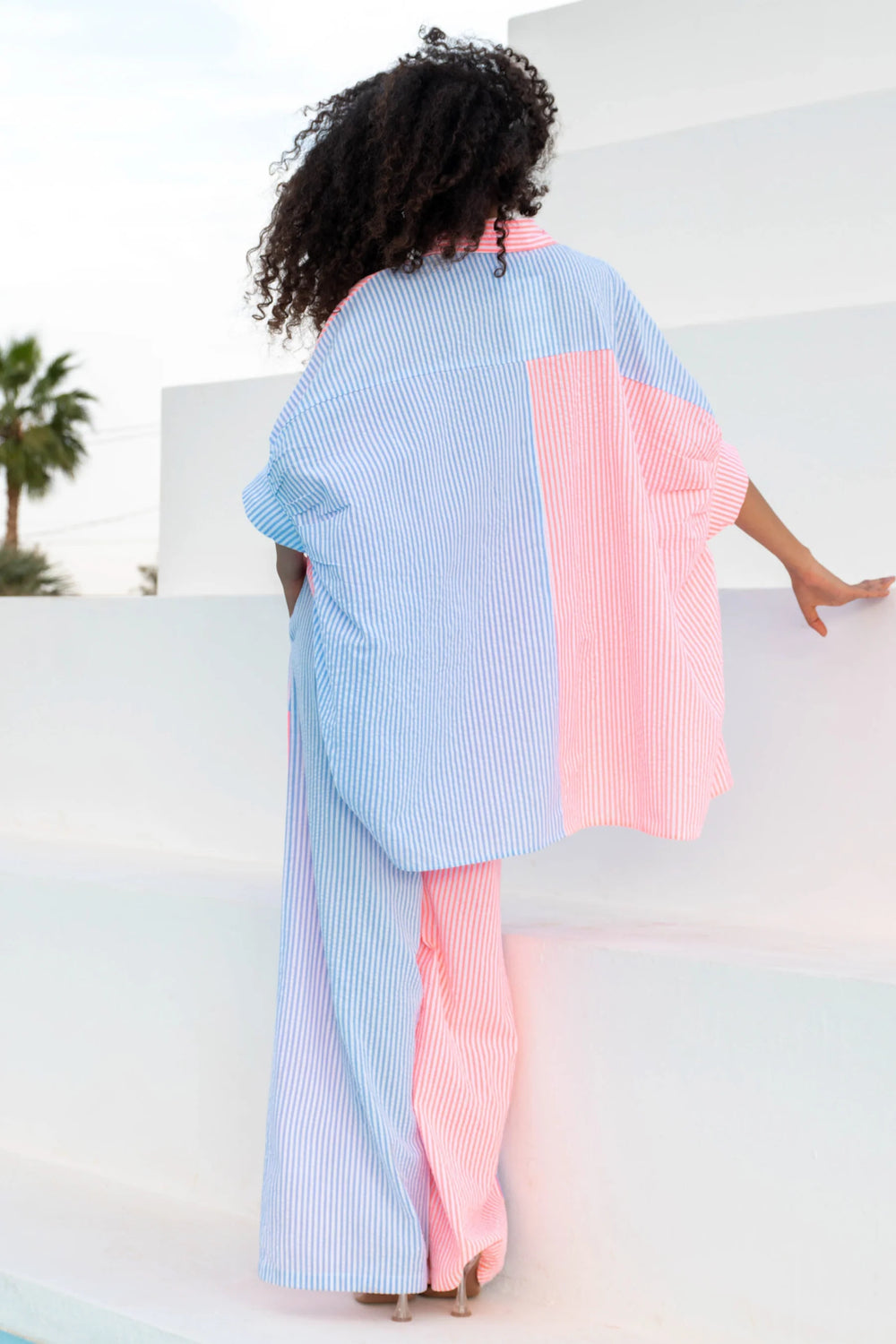 oversized striped shirt women bicolour lightweight summer
