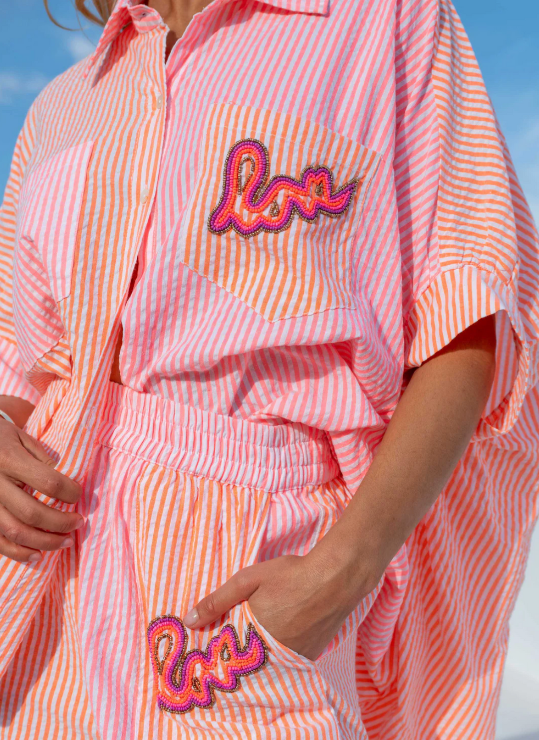 oversized striped shirt women bicolour lightweight summer
