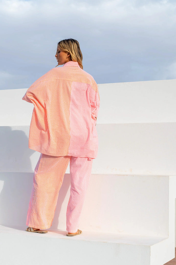 oversized striped shirt women bicolour lightweight summer

