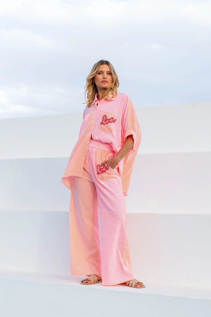 oversized striped shirt women bicolour lightweight summer
