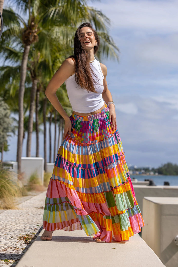 fluid long skirt women lightweight summer outfit
