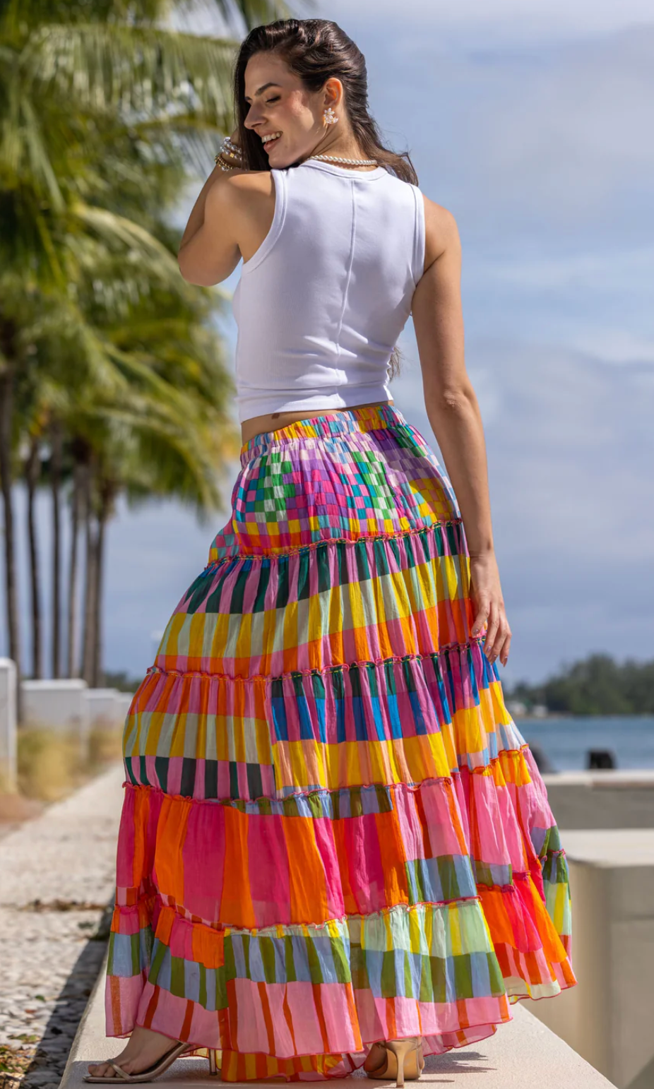 fluid long skirt women lightweight summer outfit
