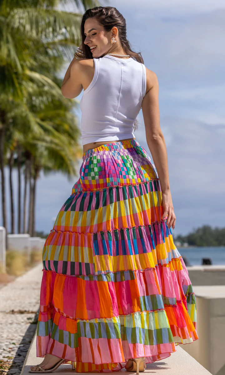fluid long skirt women lightweight summer outfit
