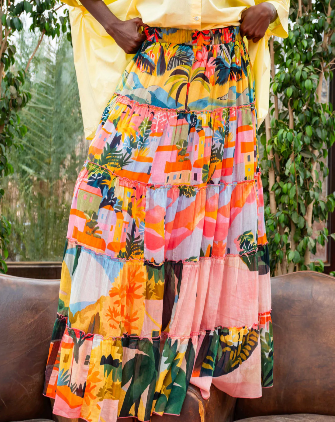 fluid long skirt women lightweight summer outfit
