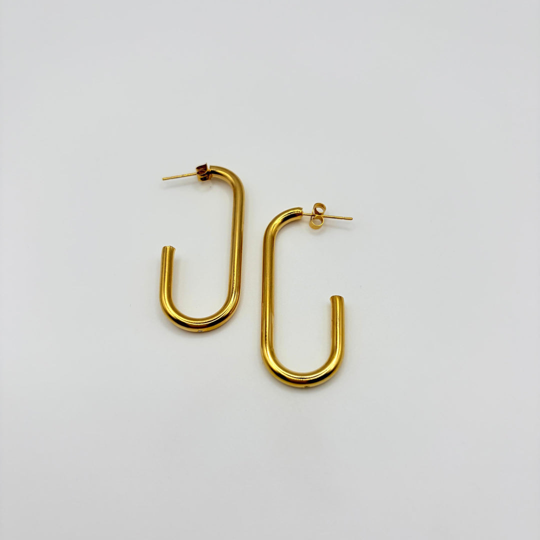 Habaha gold U shape hoop earrings with modern minimalist design and polished finish