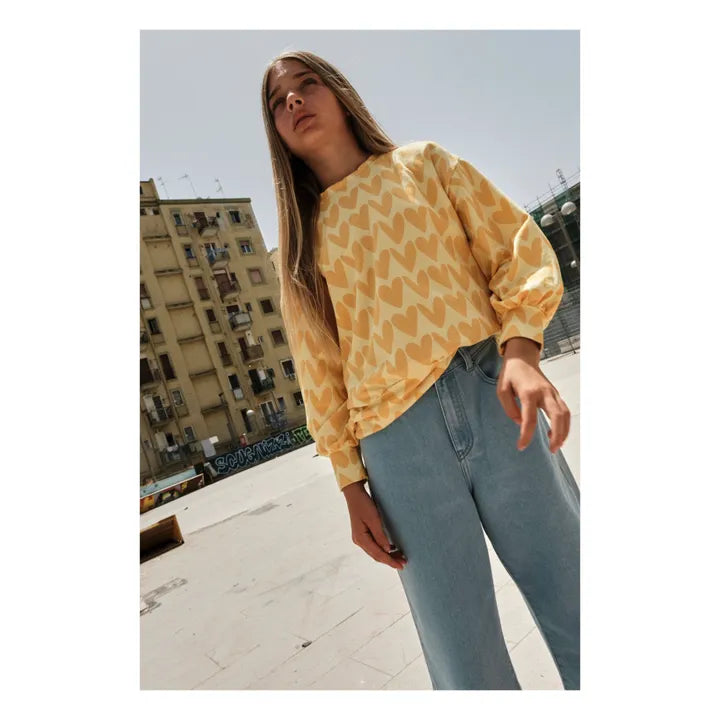 Sweatshirt Girl Heart Yellow - قميص