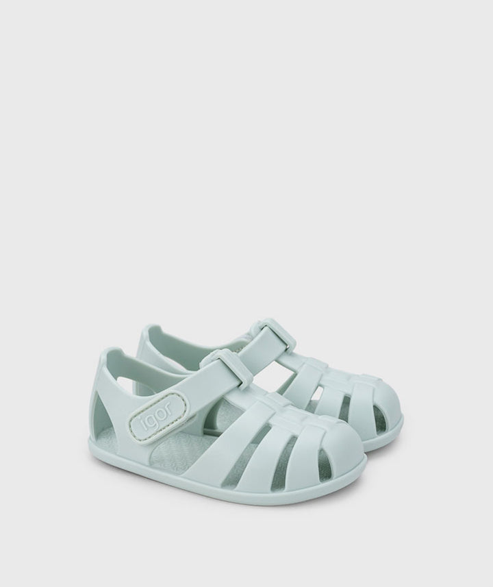 Igor Nemo Solid Menta kids barefoot sandals in recycled PVC with adjustable fastening