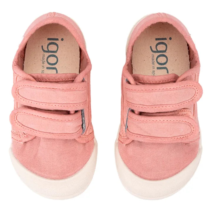 Igor Lona Double Scratch Pale Pink barefoot kids sneakers with double straps