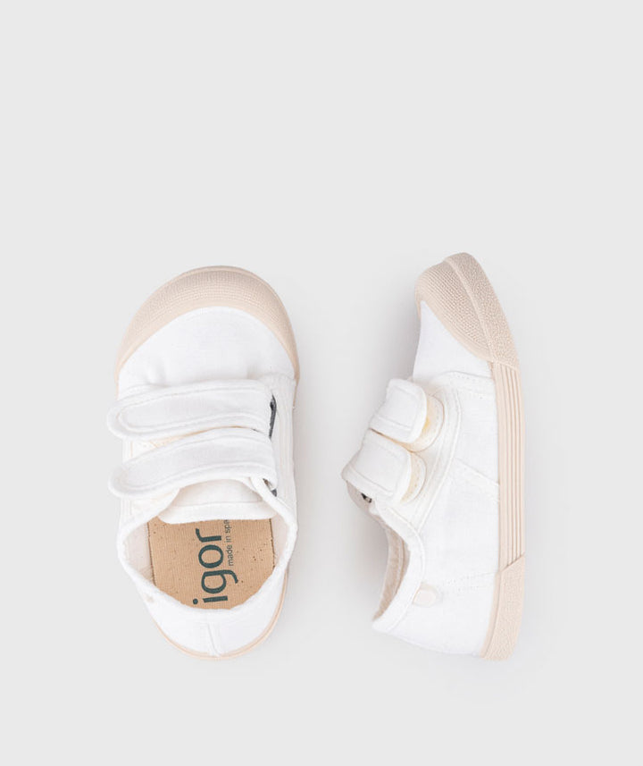 IGOR Lona V Blanco white canvas sneakers for kids