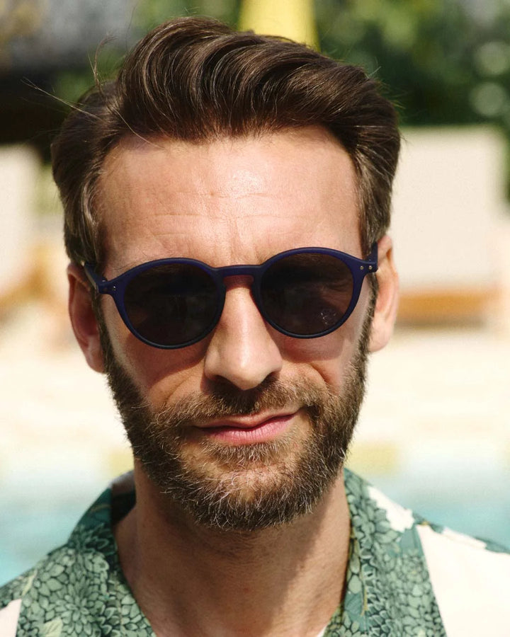IZIPIZI SUN #D Midnight Blue sunglasses with Soft Touch navy pantos frame and grey category 3 lenses