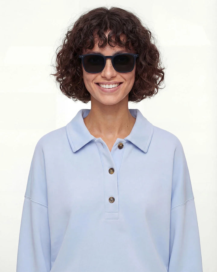 IZIPIZI SUN #E Midnight Blue sunglasses with Soft Touch navy rectangular frame and grey category 3 lenses