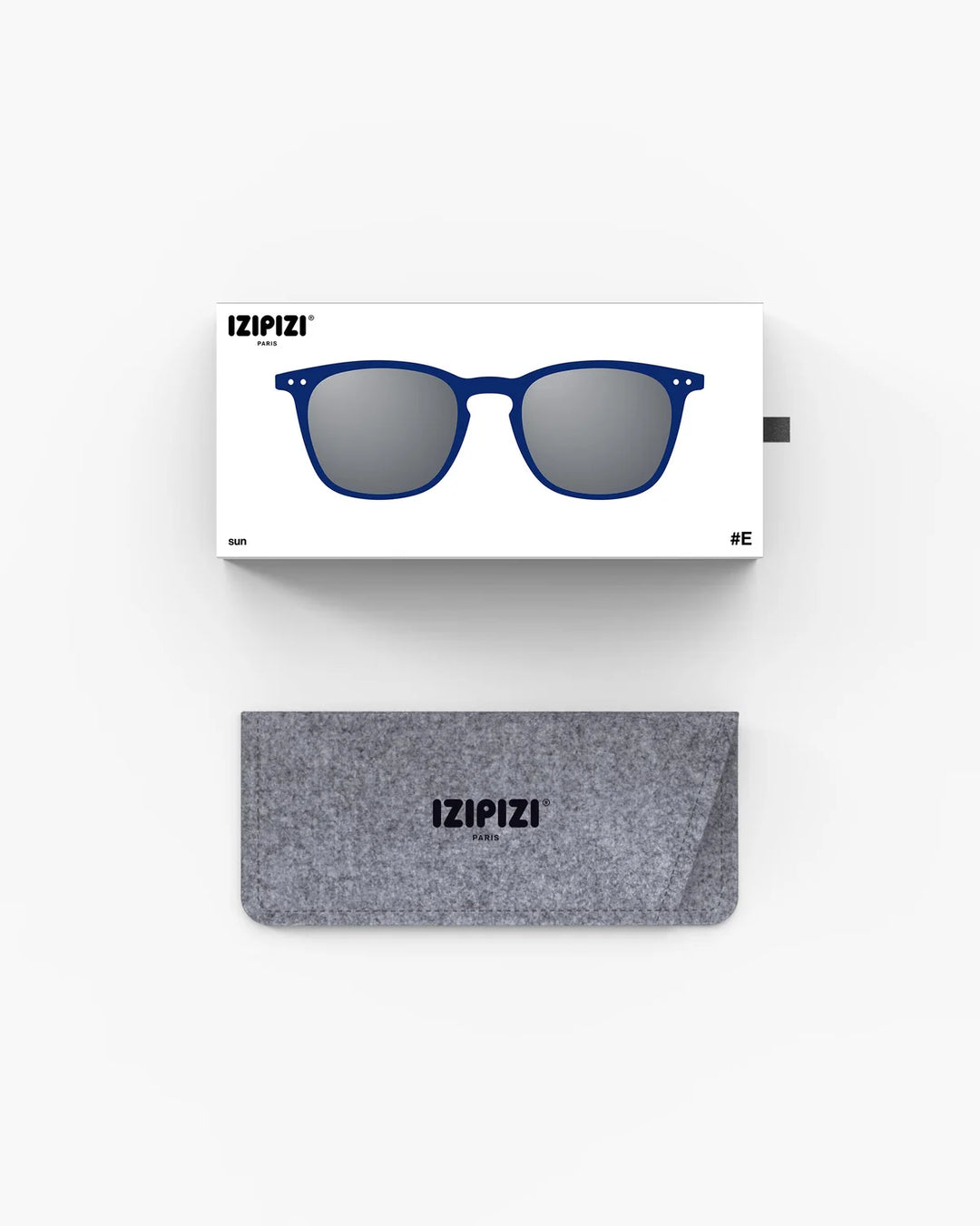 IZIPIZI SUN #E Midnight Blue sunglasses with Soft Touch navy rectangular frame and grey category 3 lenses
