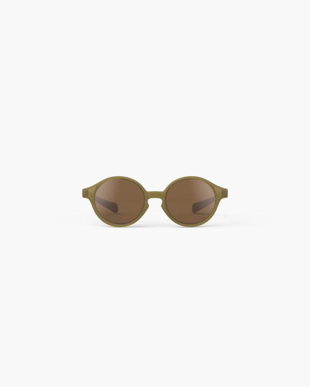 IZIPIZI Baby #D Glossy Kaki polarized sunglasses for toddlers aged 0–3 with a glossy semi-translucent khaki frame
