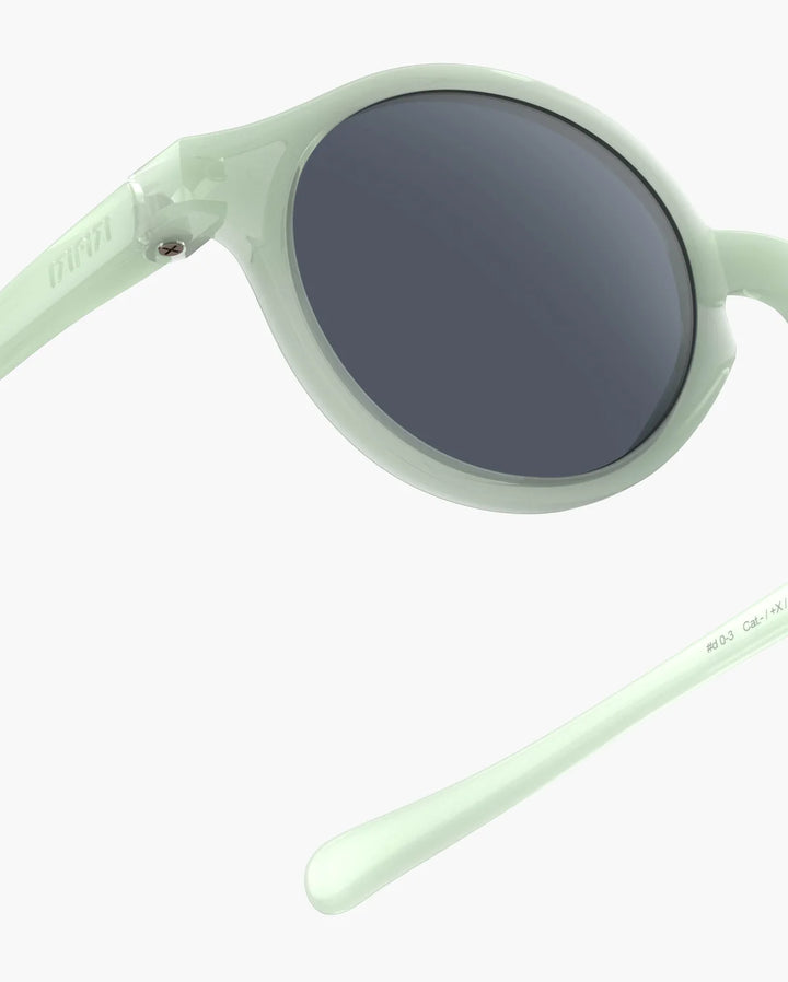 IZIPIZI BABY #D Station Seat polarized baby sunglasses in pale green with grey lenses and 100% UV protection