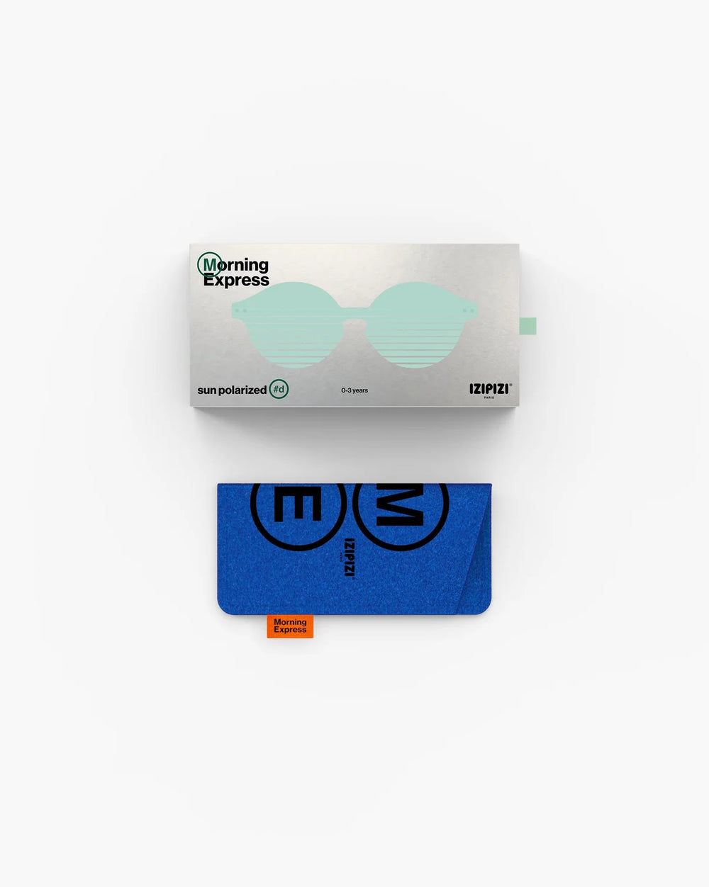 IZIPIZI BABY #D Station Seat polarized baby sunglasses in pale green with grey lenses and 100% UV protection