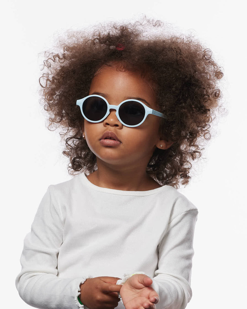 IZIPIZI BABY #D Sweet Blue polarized baby sunglasses with matte pastel blue frame, grey lenses and 100% UV protection