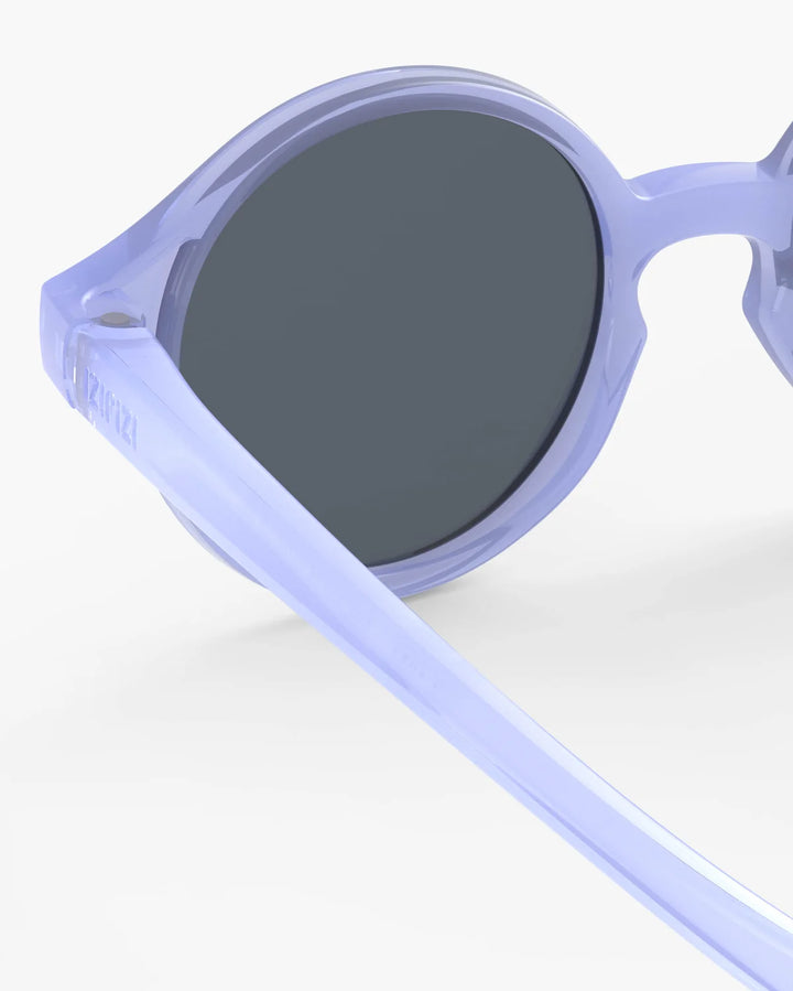 IZIPIZI Baby #D Mauve polarized sunglasses for toddlers aged 0–3 with a glossy semi-translucent pastel mauve frame