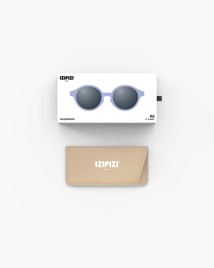 IZIPIZI Baby #D Mauve polarized sunglasses for toddlers aged 0–3 with a glossy semi-translucent pastel mauve frame