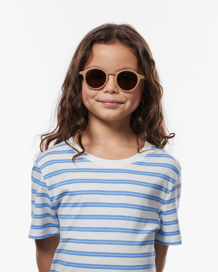 IZIPIZI CHILD #D Macchiato polarized kids sunglasses with glossy beige-brown pantos frame and brown polarized lenses