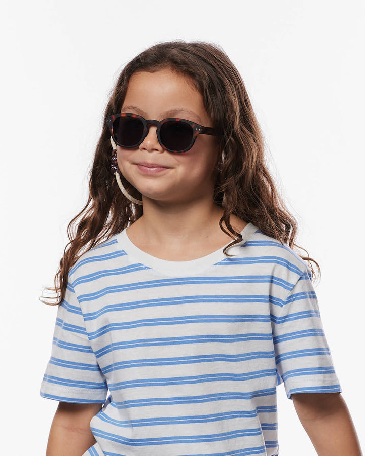 IZIPIZI CHILD #C Tortoise polarized kids sunglasses with amber-brown tortoiseshell frame, grey-green lenses and Soft Touch finish