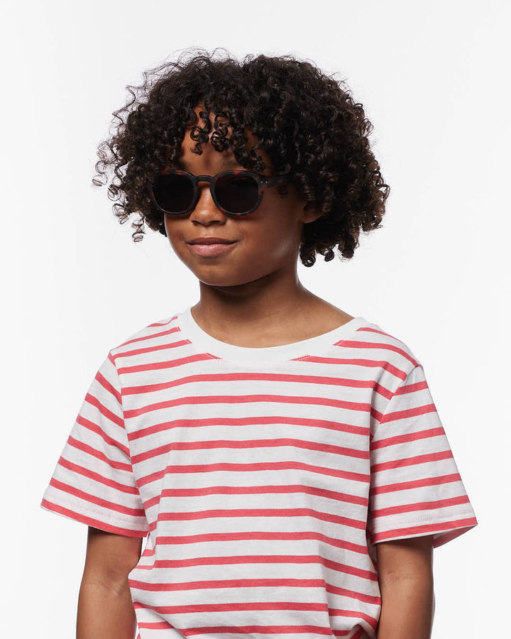 IZIPIZI CHILD #C Tortoise polarized kids sunglasses with amber-brown tortoiseshell frame, grey-green lenses and Soft Touch finish